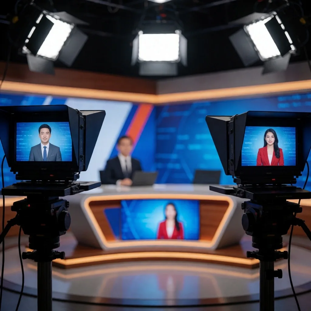 Teleprompter pada kamera studio siaran