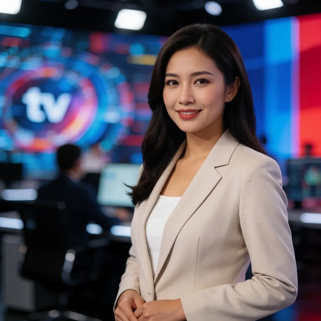 Presenter televisi profesional di studio Shanilu Academy