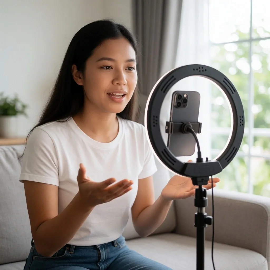 Peserta program merekam video praktik dengan ponsel