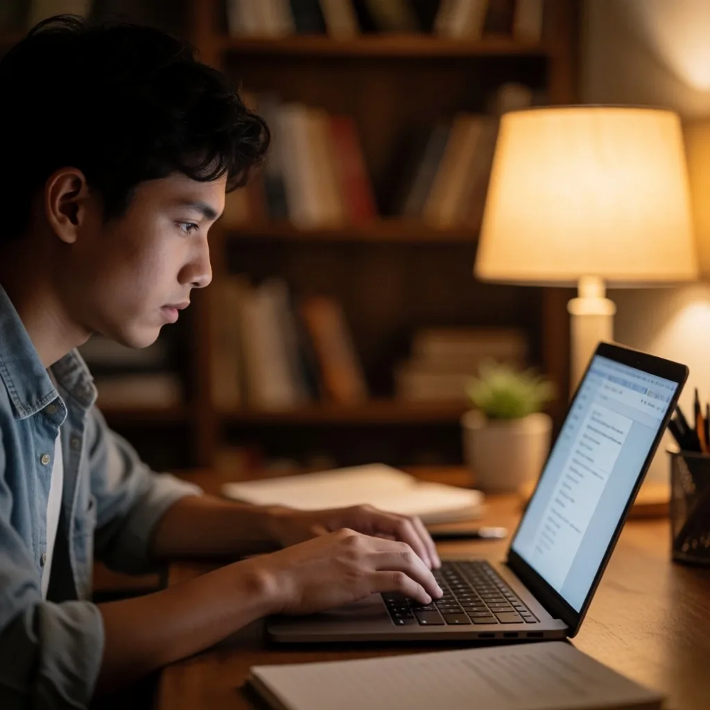 Peserta mengakses portal pembelajaran daring dari laptop